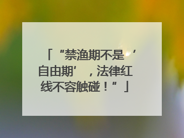 “禁渔期不是‘自由期’，法律红线不容触碰！”