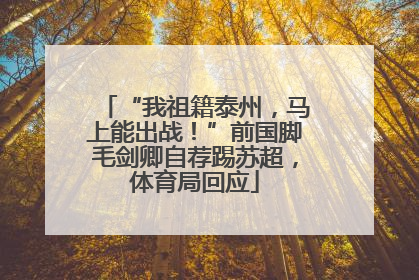 “我祖籍泰州，马上能出战！”前国脚毛剑卿自荐踢苏超，体育局回应