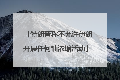 特朗普称不允许伊朗开展任何铀浓缩活动