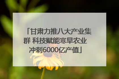 甘肃力推八大产业集群 科技赋能寒旱农业冲刺6000亿产值