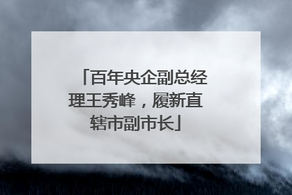 百年央企副总经理王秀峰，履新直辖市副市长