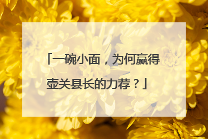 一碗小面，为何赢得壶关县长的力荐？