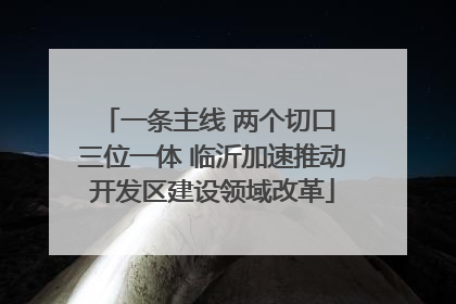一条主线 两个切口 三位一体 临沂加速推动开发区建设领域改革