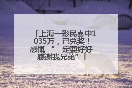 上海一彩民喜中1035万，已兑奖！感慨 “一定要好好感谢我兄弟”
