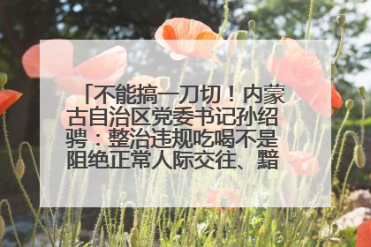 不能搞一刀切！内蒙古自治区党委书记孙绍骋：整治违规吃喝不是阻绝正常人际交往、黯淡人间烟火