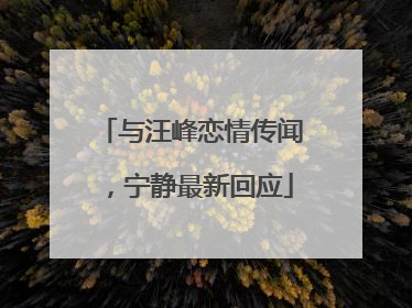 与汪峰恋情传闻，宁静最新回应