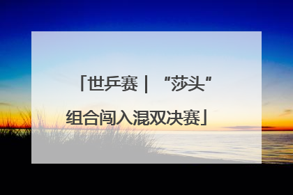 世乒赛｜“莎头”组合闯入混双决赛