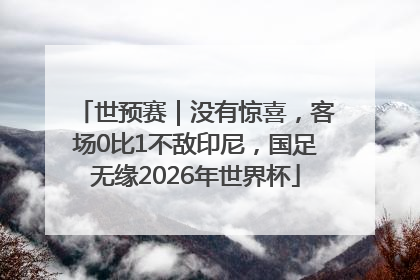 世预赛｜没有惊喜，客场0比1不敌印尼，国足无缘2026年世界杯