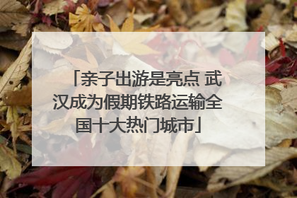 亲子出游是亮点 武汉成为假期铁路运输全国十大热门城市
