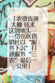 农资直通大棚 技术送到地头——岱岳区供销社以“服务下沉”打通服务“三农”最后一公里