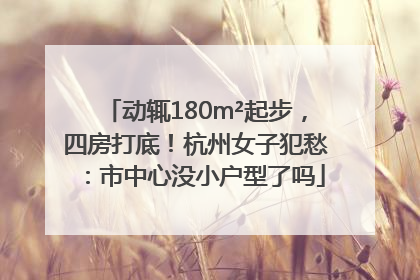 动辄180m²起步，四房打底！杭州女子犯愁：市中心没小户型了吗