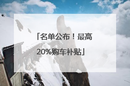 名单公布！最高20%购车补贴