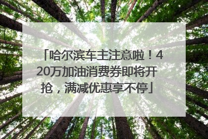 哈尔滨车主注意啦！420万加油消费券即将开抢，满减优惠享不停