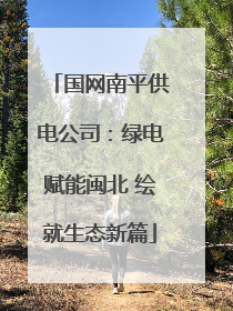 国网南平供电公司：绿电赋能闽北 绘就生态新篇