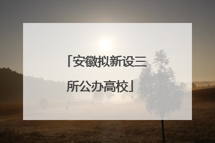安徽拟新设三所公办高校