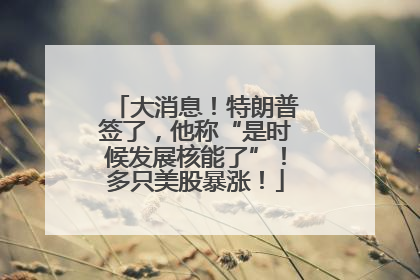 大消息！特朗普签了，他称“是时候发展核能了”！多只美股暴涨！