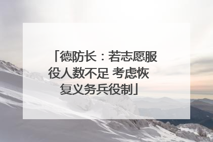 德防长：若志愿服役人数不足 考虑恢复义务兵役制