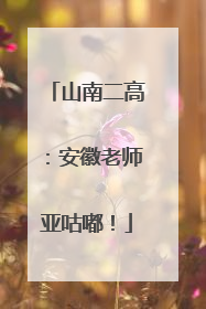 山南二高：安徽老师亚咕嘟！