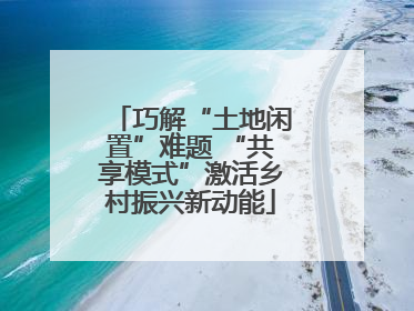 巧解“土地闲置”难题 “共享模式”激活乡村振兴新动能