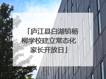 庐江县白湖镇杨柳学校建立常态化家长开放日
