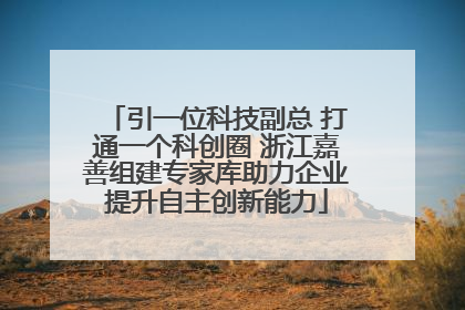 引一位科技副总 打通一个科创圈 浙江嘉善组建专家库助力企业提升自主创新能力