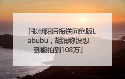 张朝阳后悔送回绝版Labubu，胡润称没想到能拍到108万