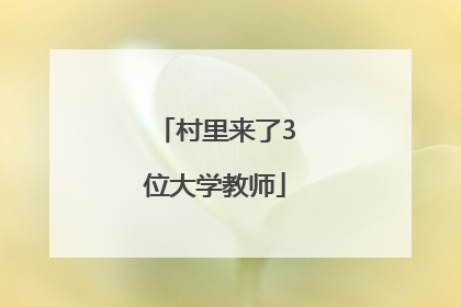 村里来了3位大学教师