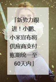 新势力跟进！小鹏、小米宣布将供应商支付账期统一至60天内