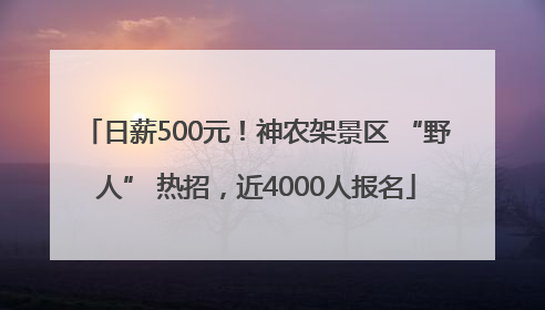 日薪500元！神农架景区 “野人” 热招，近4000人报名