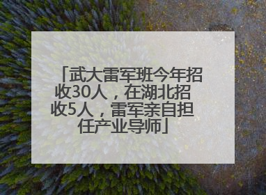 武大雷军班今年招收30人，在湖北招收5人，雷军亲自担任产业导师
