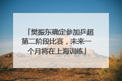 樊振东确定参加乒超第二阶段比赛，未来一个月将在上海训练
