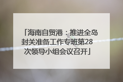 海南自贸港：推进全岛封关准备工作专班第28次领导小组会议召开