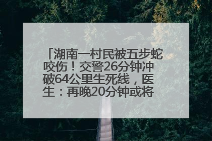 湖南一村民被五步蛇咬伤！交警26分钟冲破64公里生死线，医生：再晚20分钟或将呼吸肌麻痹