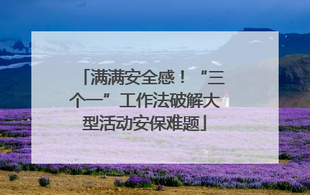 满满安全感！“三个一”工作法破解大型活动安保难题