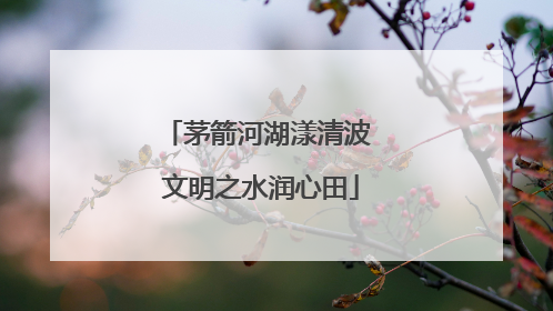 茅箭河湖漾清波 文明之水润心田