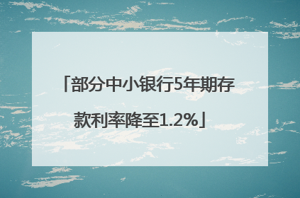 部分中小银行5年期存款利率降至1.2%