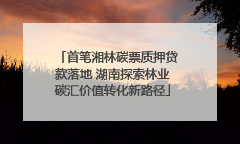 首笔湘林碳票质押贷款落地 湖南探索林业碳汇价值转化新路径