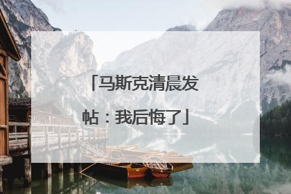 马斯克清晨发帖：我后悔了