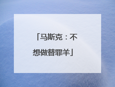马斯克：不想做替罪羊