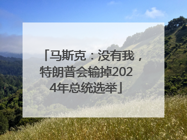 马斯克：没有我，特朗普会输掉2024年总统选举