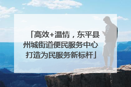 高效+温情，东平县州城街道便民服务中心打造为民服务新标杆