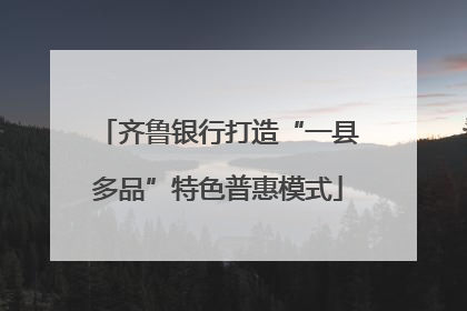 齐鲁银行打造“一县多品”特色普惠模式