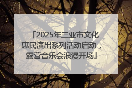 2025年三亚市文化惠民演出系列活动启动，露营音乐会浪漫开场