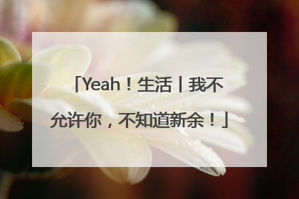 Yeah！生活丨我不允许你，不知道新余！